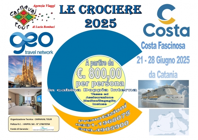 COSTA FASCINOSA 21 Giugno 2025 da Catania - Carnaval Tour