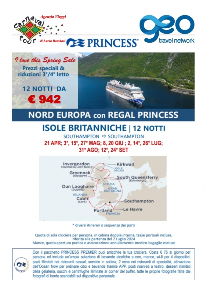 Regal Princess - Nord Europa - Carnaval Tour